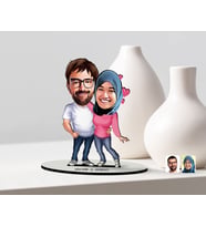 BK Gift Kişiye Özel Sevgililer Karikatürlü Ahşap Biblo Model-5 (Beyaz)