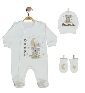 Pia Baby Gl 1911-01 İsme Özel Üçlü Tulum Set