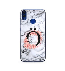 Mermer Çiçekli Harf Tasarım Süper Şeffaf Silikon Telefon Kılıfı Huawei Honor 8C 