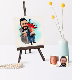 BK Gift Kişiye Özel Baba Oğul Karikatür Şovaleli Doğal Taş  1