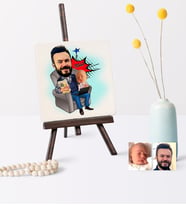 BK Gift Kişiye Özel Baba Oğul Karikatür Şovaleli Doğal Taş  1