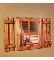 Dfn Wood Ahşap Rustik Dikdörtgen Pencere Ayna 50 x 65  Cm