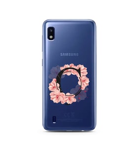 Pembe Çiçekli Harf Tasarım Süper Şeffaf Silikon Telefon Kılıfı Samsung A10 Ç-Har