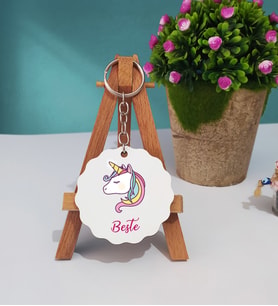 Unicorn Tasarımlı Kişiye Özel Unicorn Ahşap Anahtarlık