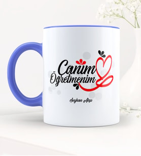 BK Gift Kişiye Özel Canım Öğretmenim Mavi Kupa Bardak - 1