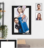 Kişiye Özel Gelin Damat Karikatürlü 3D Ahşap Tablo 30x47  Mod-3