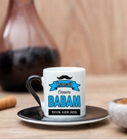 Canım Babam Temalı Siyah Türk Kahvesi Fincanı