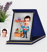 BK Gift Kişiye Özel Bay Öğretmen Karikatürlü Lacivert Plaket  4