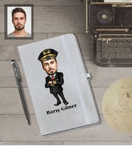 Kişiye Özel Pilot Karikatürlü Gri Defter Kalem Hediye Seti  Bay-2