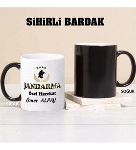 JÖH Jandarma Özel Harekat Kupa Bardağı Sihirli (Beyaz)