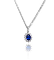 Safir Oval Taşlı Anturaj Gümüş Kolye