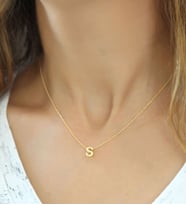Papatya Silver 925 Ayar Altın Kaplama Üç Boyutlu Gümüş S Harf Kolye