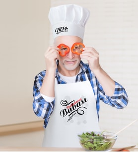 BK Gift Kişiye Özel Babaların Babası Erkek Mutfak Önlüğü ve Aşçı Şapkası Seti-1 (Beyaz)