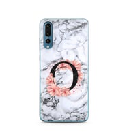 Mermer Çiçekli Harf Tasarım Süper Şeffaf Silikon Telefon Kılıfı Huawei P20 Pro  
