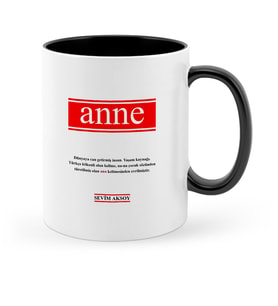 BK Gift Kişiye Özel Anne Anlamı Siyah Kupa Bardak  2