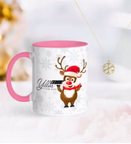 BK Gift Kişiye Özel Yılbaşı Mutlu Yıllar Pembe Kupa ve Kar Tanesi Kolye-11 (Model 1)
