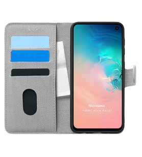 Microsonic Samsung Galaxy S10E Kılıf Fabric Book Wallet Gri