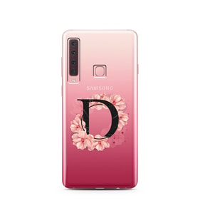 Pembe Çiçekli Harf Tasarım Süper Şeffaf Silikon Telefon Kılıfı Samsung A9 (2018)