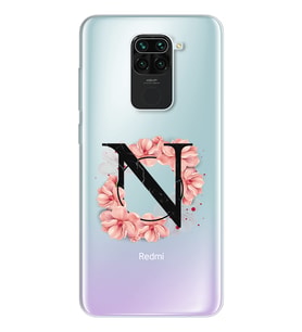 Pembe Çiçekli Harf Tasarım Süper Şeffaf Silikon Telefon Kılıfı Xiomai Redmi Note