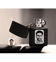 BK Gift Kişiye Özel İsimli Erkek Silüet Benzinli Siyah Metal Çakmak-1