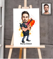 Kişiye Özel Berber Karikatürlü Ahşap Tablo 30x47  Bay-4