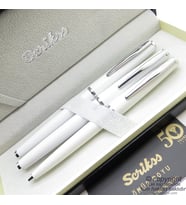 Scrikss 33 3'lü Set Beyaz  Dolma Kalem + Roller Kalem + Tükenmez Kalem Seti  Scrikss Vintage  İsme Özel Kalem  Hediye Kalem