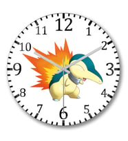Pokemon Cyndaquil Duvar Saati Bombeli Gercek Cam