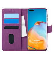 Microsonic Huawei P40 Pro Kılıf Fabric Book Wallet Mor
