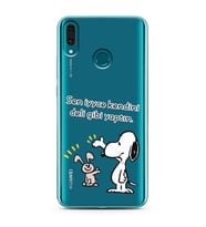 Snoopy Tasarımlı Süper Şeffaf Silikon Telefon Kılıfı Huawei Y9 (2019)
