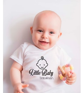 Pia Baby T2021-09 %100 Pamuk İsme Özel Little Baby Baskılı Bebek Body