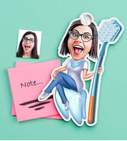 BK Gift Kişiye Özel Bayan Diş Hekimi Karikatürlü Ahşap Magnet-2 (Çok Renkli)