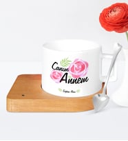 BK Gift Kişiye Özel Canım Annem Ahşap Altlıklı Seramik Fincan  15
