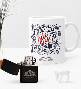 BK Gift Kişiye Özel Aile Reisi Benzinli Çakmak ve Kupa Seti (Model 1)