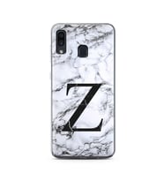 Samsung A30 Beyaz Mermer Harf Tasarımlı Telefon Kılıfı Z-Harfi 
