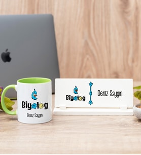 Biyolog Yeşil Kupa Bardak Ve Masa İsimliği Hediye Seti