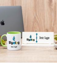 Biyolog Yeşil Kupa Bardak Ve Masa İsimliği Hediye Seti