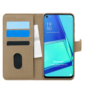 Microsonic Oppo A92 Kılıf Fabric Book Wallet Gold