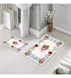 Banyo Halısı Ikili Klozet Takımı Kaymaz Tabanlı (60 xm x 100 cm + 40 cm x 60 cm) 