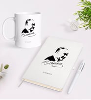 BK Gift Kişiye Özel Atatürk Temalı Beyaz Defter Kalem Kupa Seti-26 (Model 1)