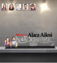 Kişiye Özel Aile Karikatürlü Kolay Yetişmiyor Ahşap Biblo  Mod-7