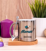 Memur Ahşap Altlıklı Silver Kupa Bardak