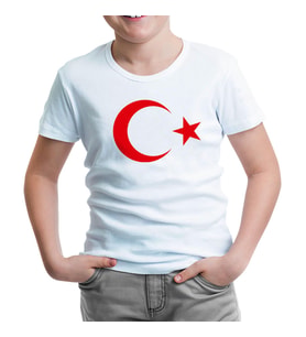 Türk Bayrağı - Ay Yıldız Beyaz Çocuk Tshirt