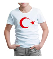 Türk Bayrağı - Ay Yıldız Beyaz Çocuk Tshirt
