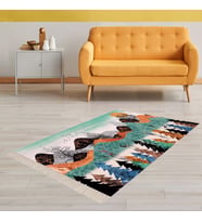 Ağaç Doğa Desenli Tablo Halı Dijital Baskı Yıkanabilir Kaymaz Taban Modern Salon Halı ve Yolluk (Çok Renkli)