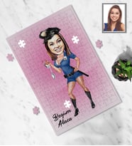 Kişiye Özel Polis Karikatürlü A3 130 Parça Puzzle Bayan-3