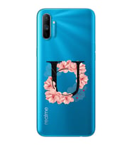 Pembe Çiçekli Harf Tasarım Süper Şeffaf Silikon Telefon Kılıfı Oppo Realmi C3 U-