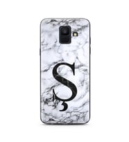 Samsung A6 (2018) Beyaz Mermer Harf Tasarımlı Telefon Kılıfı Ş-Harfi 