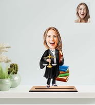 Kisiye Özel Karikatür Kadın  Avukat Ahsap Biblo