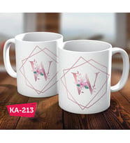 W Harf Pink Rose Baskılı Hediyelik Kahve Kupa Bardak