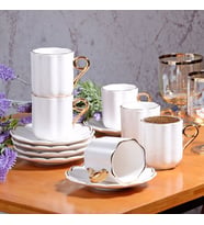 Lüx Bone China 6'lı Full Yaldızlı Kahve Fincan Seti